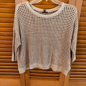 | NWT Express Women's Light Taupe Open Knit Sweater With Metallic Threads…